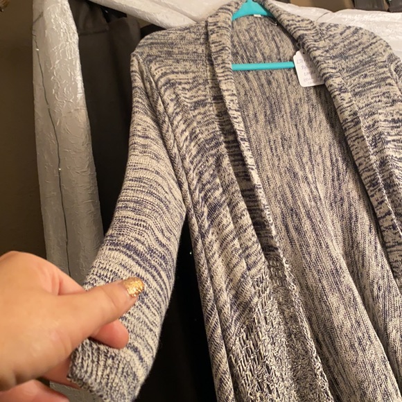 Umgee blue asymmetrical fringed cardigan - Picture 4 of 6